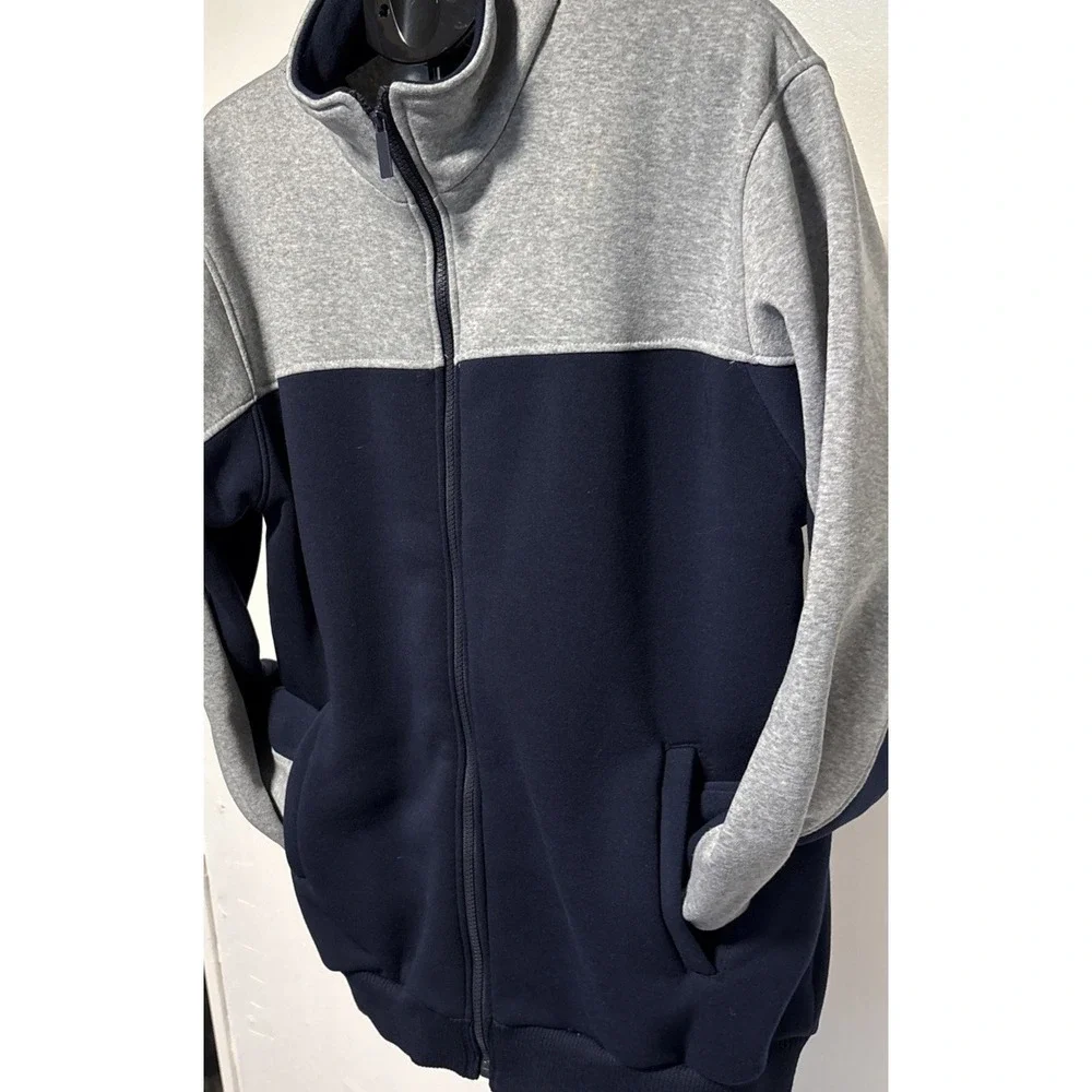 Victory Outfitters men L fleece jacket Blue & Gray full zip high neck soft shell